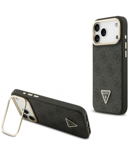 Case Guess 4G PU Triangle Logo & Stand Camera Magsafe for iPhone