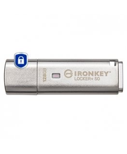 Kingston Technology IronKey Locker+ 50 USB atmintukas 128 GB USB A tipo 3.2 Gen 1 (3.1 Gen 1) Sidabr
