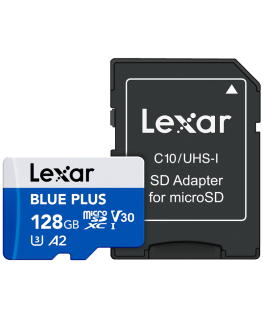 Atmiņas karte microSD 128GB C10 A2 U3 V30 170MB/s Zila Plus