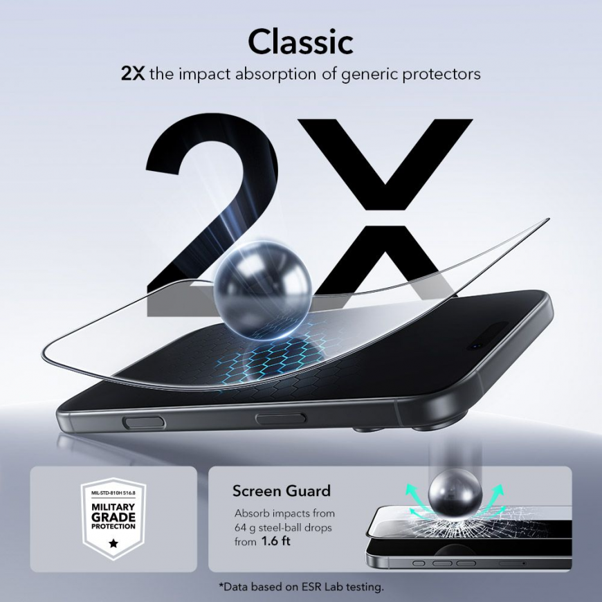 SZKŁO HARTOWANE ESR ULTRAFIT TEMPERED GLASS 2-PACK IPHONE 17 PRO – 4