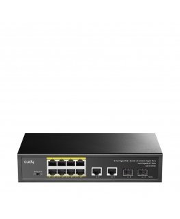 Cudy GS1010PS2 tinklo komutatorius Ne-valdomas Gigabit Ethernet (10/100/1000) Maitinimas per Eternetą (PoE) Juoda
