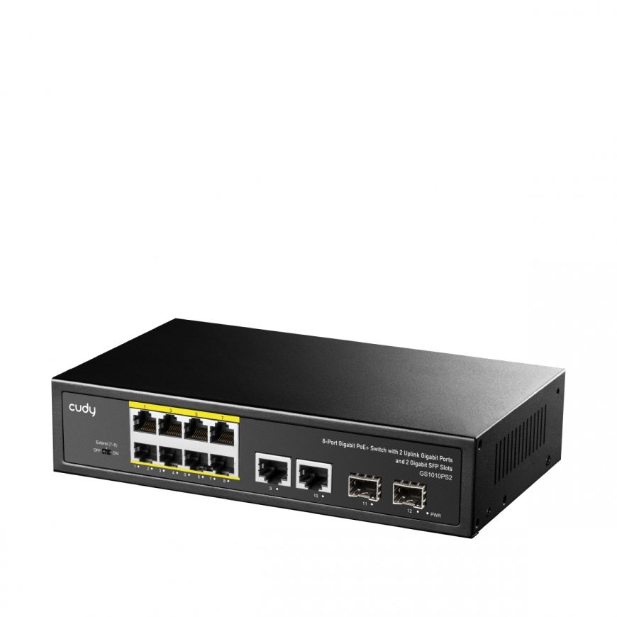 Cudy GS1010PS2 tinklo komutatorius Ne-valdomas Gigabit Ethernet (10/100/1000) Maitinimas per Eternet – 2