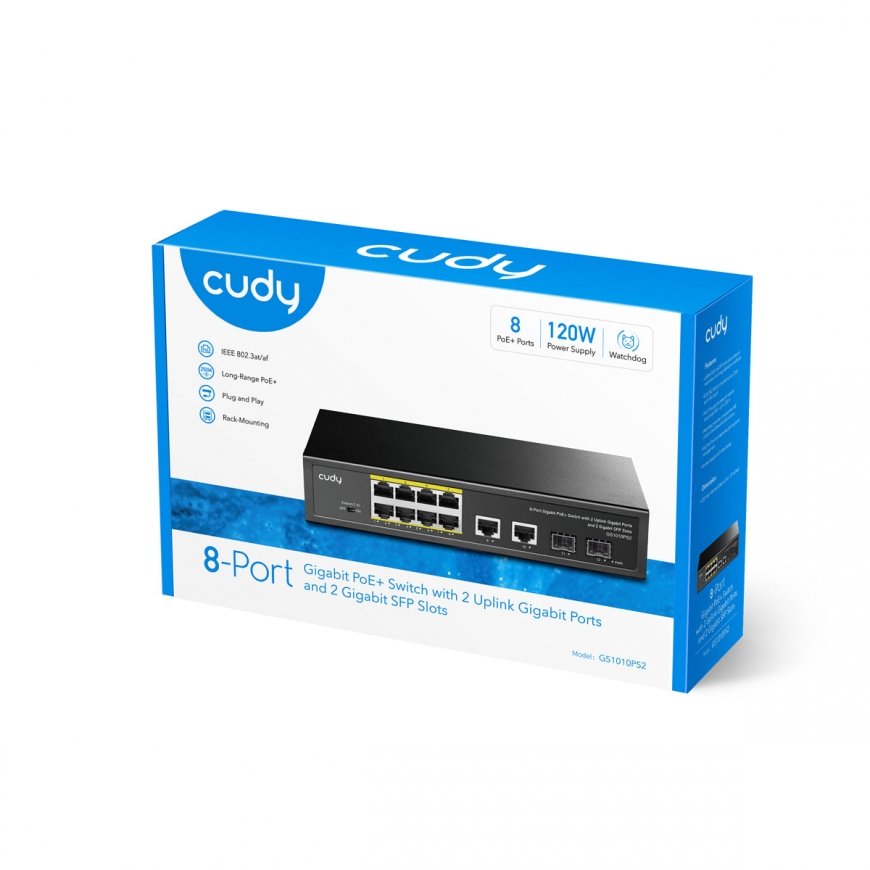 Cudy GS1010PS2 network switch Unmanaged Gigabit Ethernet (10/100/1000) Power over Ethernet (PoE) Bla – 4