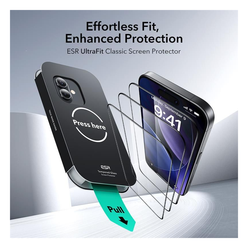 SZKŁO HARTOWANE ESR ULTRAFIT TEMPERED GLASS 2-PACK IPHONE 16 PRO – 2