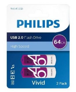 Philips FM64FD05D USB флеш накопитель 64 GB USB тип-A 2.0 Пурпурный, Белый