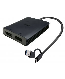 i-tec CADUAL4KDP vaizdo kabelio adapteris 0,27 m USB Type-A/USB Type-C 2 x DisplayPort Juoda