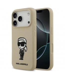 Apple KARL LAGERFELD korpus IPHONE 17 Pro jaoks, ühilduv MagSafe'iga KLHMP17LSKIGROW (silikoontooted KL joonistus ja logo) pruun