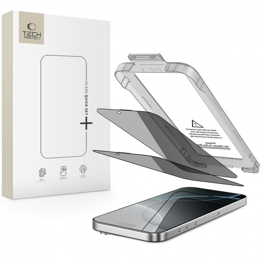SZKŁO PRYWATYZUJĄCE TECH-PROTECT QUICK SET SPY+ 2-PACK IPHONE 16