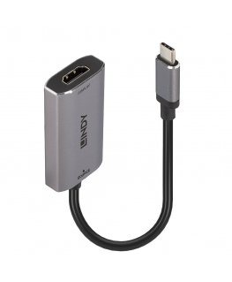 Lindy 43327 видео кабель адаптер 0,11 m USB Type-C HDMI Черный, Серый