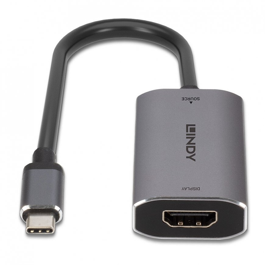 Lindy 43327 videokaapeli-adapteri 0,11 m USB Type-C HDMI musta, Harmaa – 4