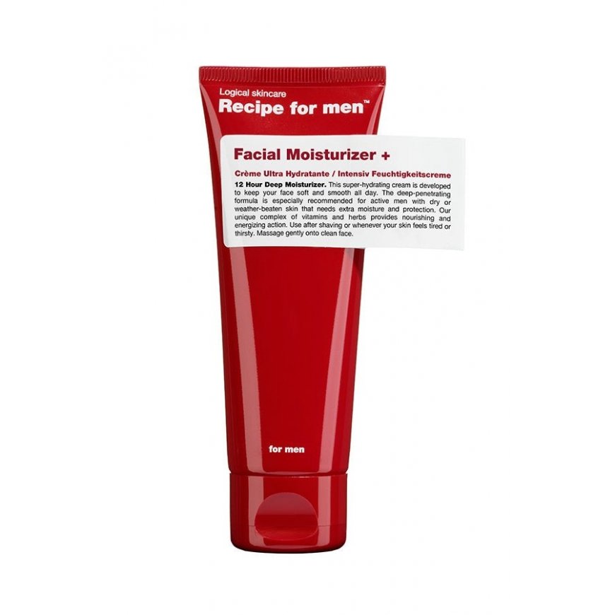 Recipe For Men, sejas mitrinātājs +, mitrinošs, krēms sejai, 75 ml