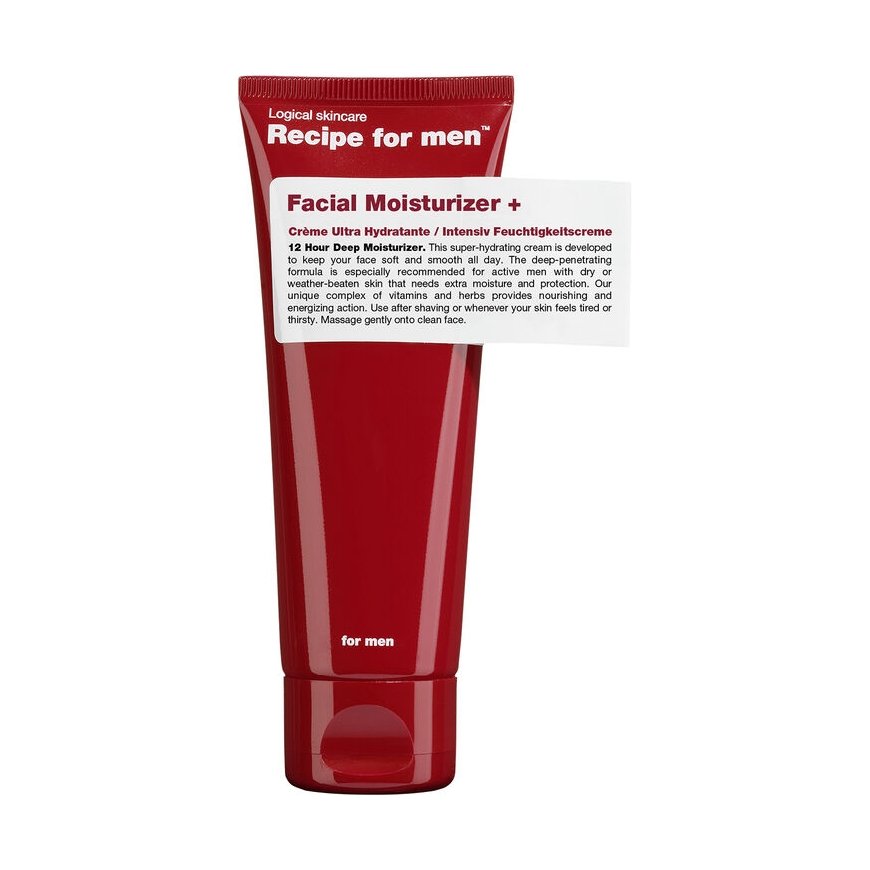 Recipe For Men, sejas mitrinātājs +, mitrinošs, krēms sejai, 75 ml – 2