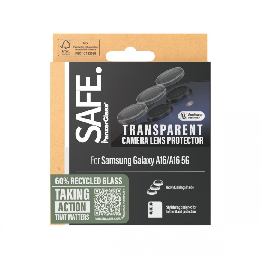 PanzerGlass SAFE. by ® Camera Lens Protector Transparent Samsung Galaxy A16 4G | A16 5G Kirkas näytö – 3