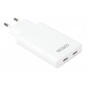Deltaco USB-C wall charger 67 W, 2x USB-C PD, slim, tot 67 W, white Deltaco USB-C wall charger 67 W, 2x USB-C PD, slim, tot 67 W, white