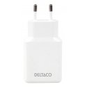 Deltaco USB-C wall charger 45 W, 2x USB-C PD, slim, tot 45 W, white Deltaco USB-C wall charger 45 W, 2x USB-C PD, slim, tot 45 W, white