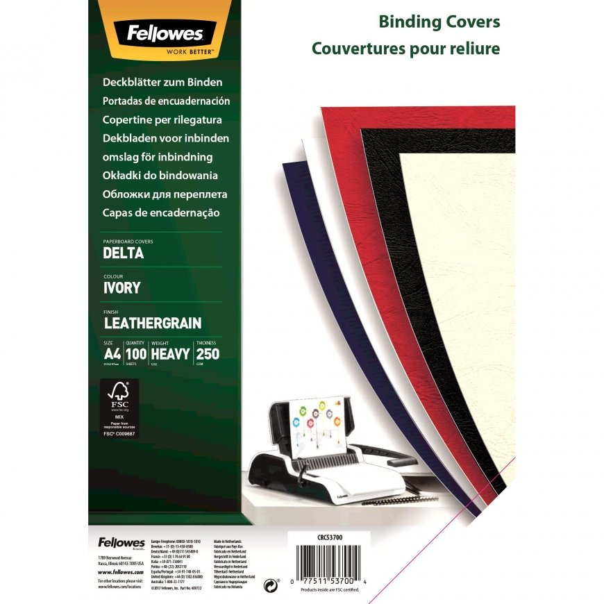 Fellowes 5370004 iesiešanas vāks A4 Papīrs Ziloņkauls 100 pcs