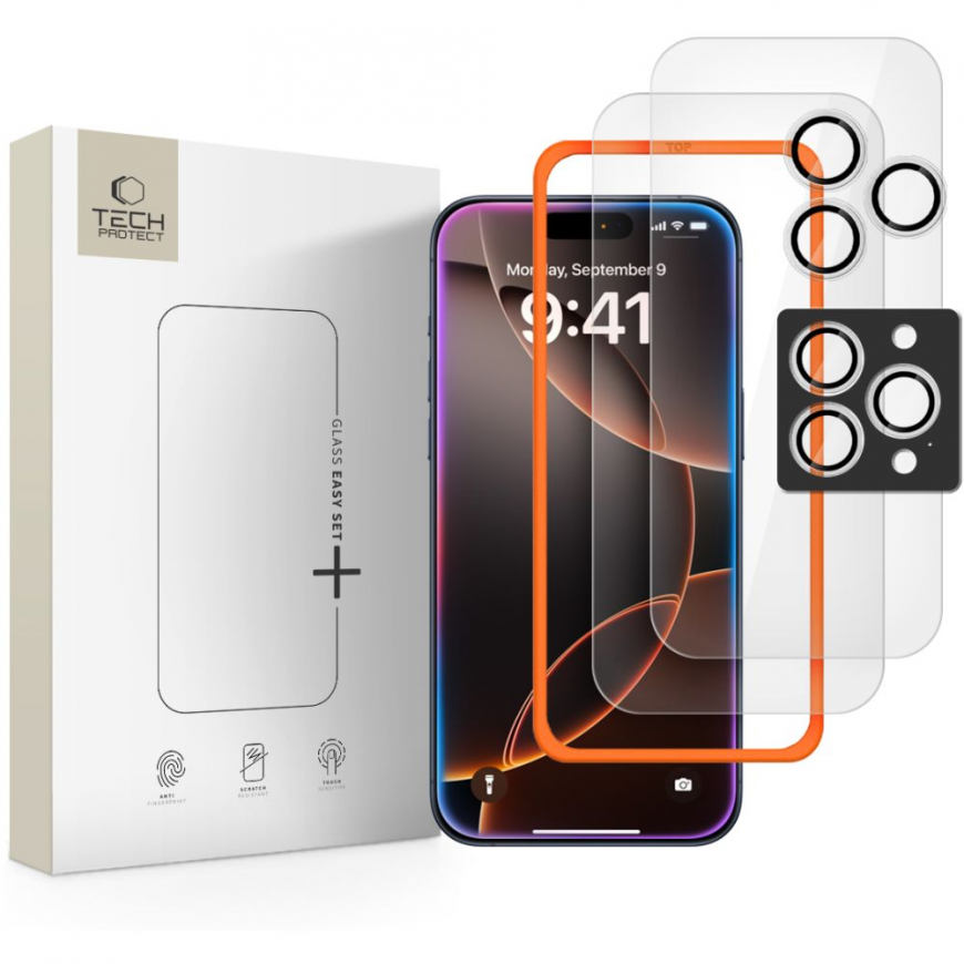 SZKŁO HARTOWANE TECH-PROTECT EASY SET+ 3-PACK IPHONE 16 PRO MAX