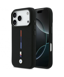 BMW M Silicon Tricolor Line MagSafe Case for iPhone 17 Pro Black