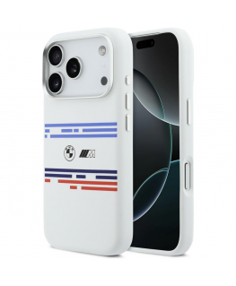 BMW M Silicon Horizontal Line MagSafe Case for iPhone 17 Pro Whi