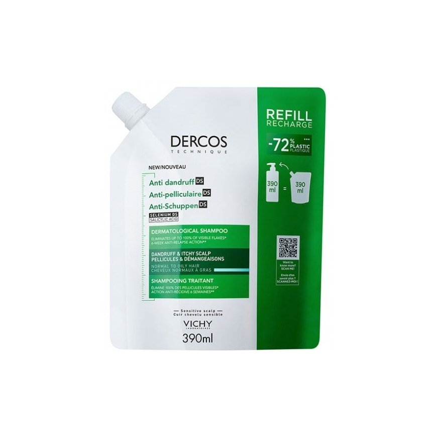 Vichy DERCOS против перхоти для жирных волос, запасной блок 500 мл – 2