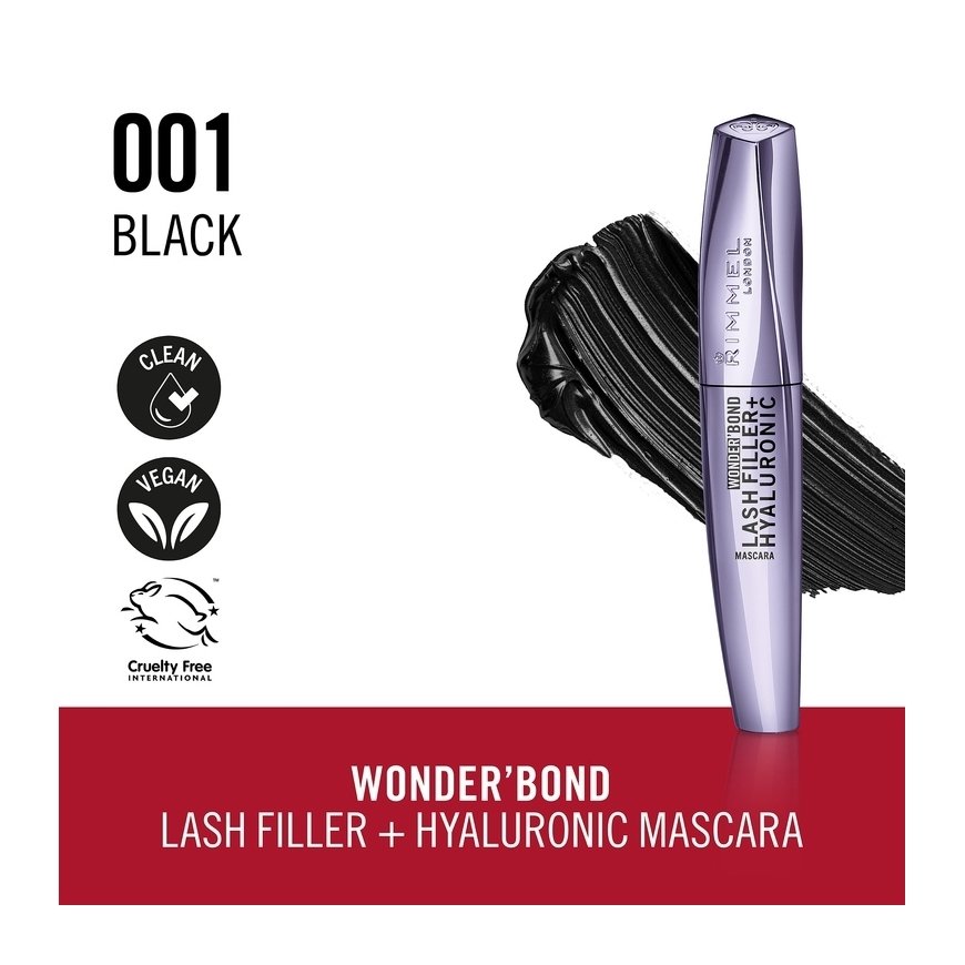 Rimmel Wonder’Bond Lash Filler + Hyaluronic ripsien maskara 001 Black – 4