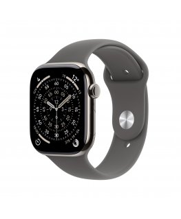 Apple Watch Series 11 GPS + Cellular 46mm Natural Titanium Case with Stone Grey Sport Band - M/L