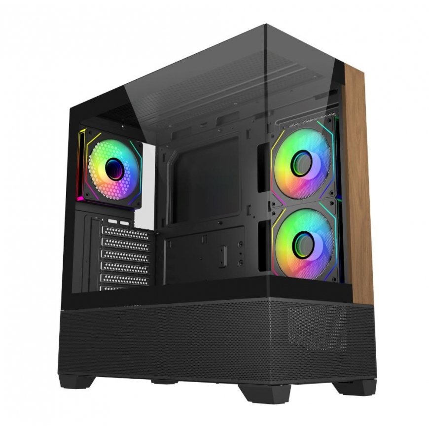 Cooler Master case Elite 690 Wood, ATX, Transparent side panel, 3x 120mm ARGB Fan, Black – 2