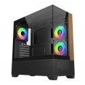 Cooler Master Elite 690 Wood -kotelo, ATX, läpinäkyvä sivupaneeli, 3 kpl 120 mm ARGB -tuuletinta, musta Cooler Master Elite 690 Wood -kotelo, ATX, läpinäkyvä sivupaneeli, 3 kpl 120 mm ARGB -tuuletinta, musta