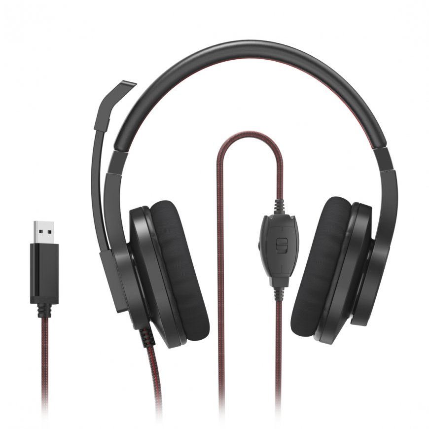Hama HS-USB400 V2 Kõrvaklapp Juhtmega ühendatud Peavõru Kontor/kõnekeskus USB tüüp A Must, Punane – 3