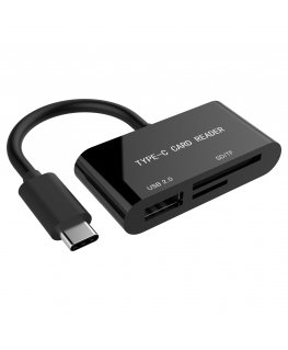 Gembird UHB-CR3-02 kortelių skaitytuvas USB 3.2 Gen 1 (3.1 Gen 1) Type-C Juoda
