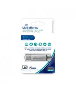 MediaRange MR938 USB флеш накопитель 128 GB USB Type-A / USB Type-C 3.2 Gen 1 (3.1 Gen 1) Серебристый