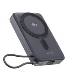 Swissten Qi2 MagSafe 15W ar iebūvētu vadu USB-C Portatīvais akumulātors 10000 mAh