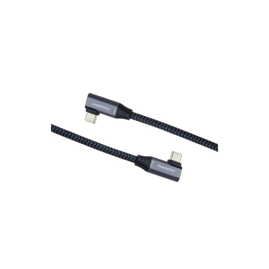 PremiumCord USB-C 2x kaardus kaabel (USB 3.2 GEN 2x2, 5A, 100W, 20Gbit/s), puuvillast punutis, 0.5m – 2