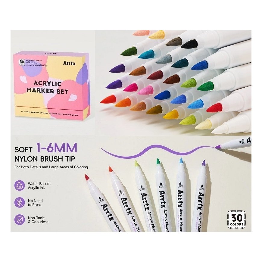 Acrylic Markers - ARRTX 30D Markers, 30 Colors