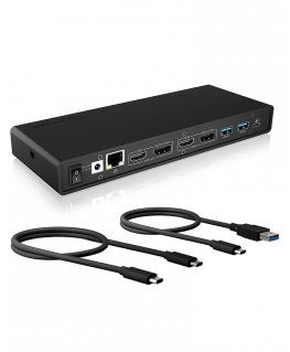 ICY BOX IB-DK2245AC Langallinen USB 3.2 Gen 1 (3.1 Gen 1) Type-C musta