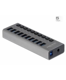 DeLOCK External 5 Gbps USB Hub with 10 Ports + Switch