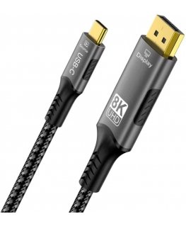 PremiumCord USB-C uz DisplayPort DP1.4 kabelis 8K@60Hz un 4K@120Hz 2m