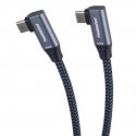 PremiumCord USB-C 2x izliekts kabelis ( USB 3.2 GEN 2x2, 5A, 100W, 20Gbit/s ), kokvilnas pīts, 3m PremiumCord USB-C 2x izliekts kabelis ( USB 3.2 GEN 2x2, 5A, 100W, 20Gbit/s ), kokvilnas pīts, 3m