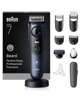 Braun BeardTrimmer 7 80789809 barzdos kirpimo mašinėlė AC-Baterija 40 2 cm „Wet & Dry“ Tamsiai mėlyna