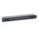 Equip 16-Port Cat.6 Shielded Patch Panel, Black Equip 16-Port Cat.6 Shielded Patch Panel, Black