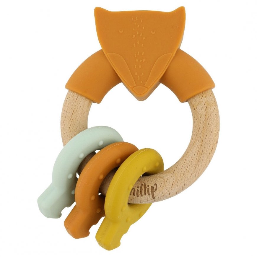 Skip Hop Wooden Teething Ring Set with Silicone Keys Fox
