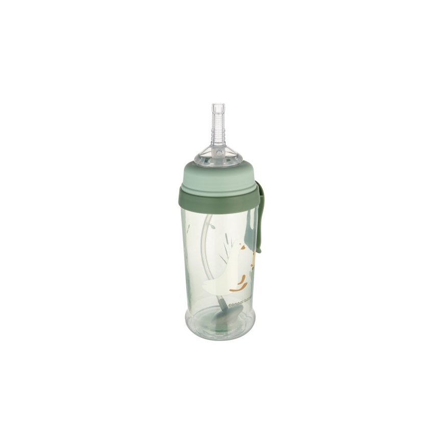 CANPOL 56/510_gre Spill-proof water bottle with straw and kettle 350ml GOOSE