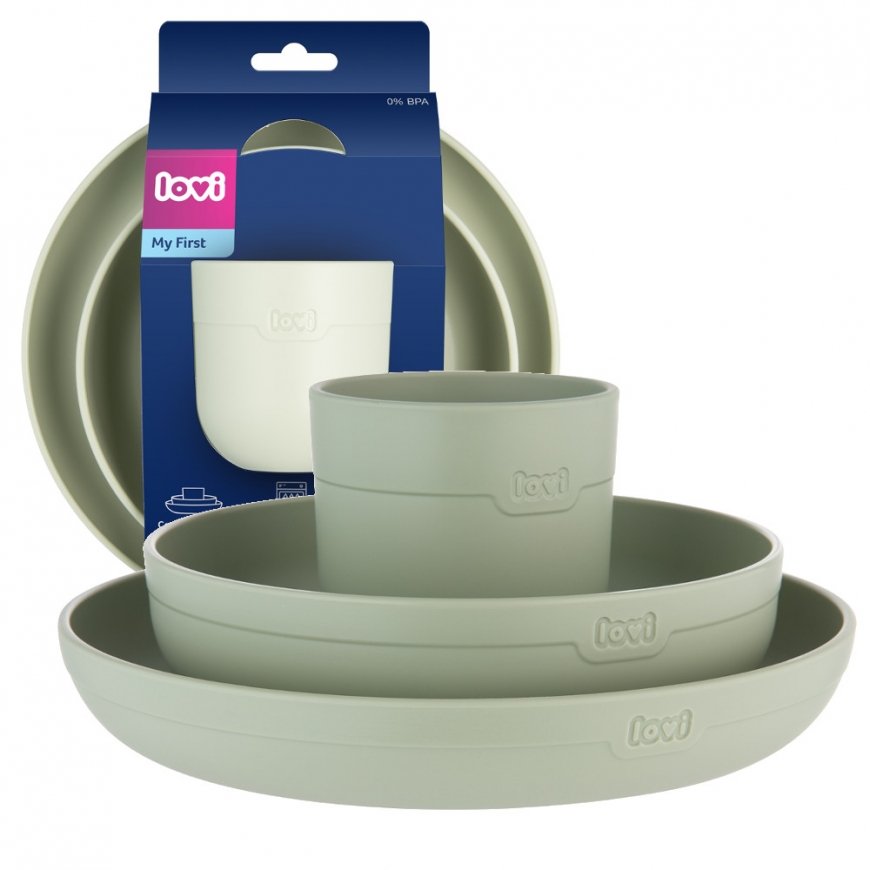 LOVI dish set with cup, Pistachio, 21/533_gre – 2