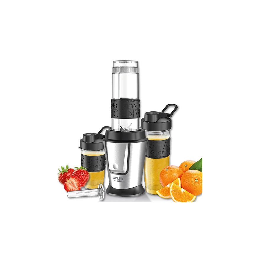Adler AD 4081 blenderis 0,57 L Sporta blenderis 800 W Melns, Nerūsējošs tērauds, Caurspīdīgs