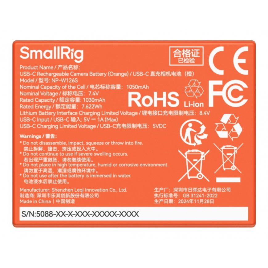 SmallRig 5088 kameru / digitālās videokameras akumulators Litija jons 1050 mAh – 3