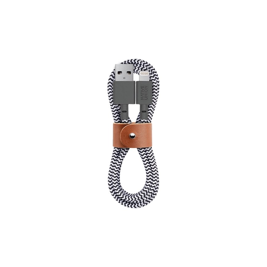 Native Union BELT-KV-CL-ZEB-3 valguskaabel 3 m Must, Hall, Valge