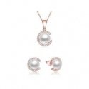 Beneto Gold-Plated Silver Jewelry Set with Genuine Pearls AGSET285P-ROSE (pendant, earrings) Beneto Gold-Plated Silver Jewelry Set with Genuine Pearls AGSET285P-ROSE (pendant, earrings)