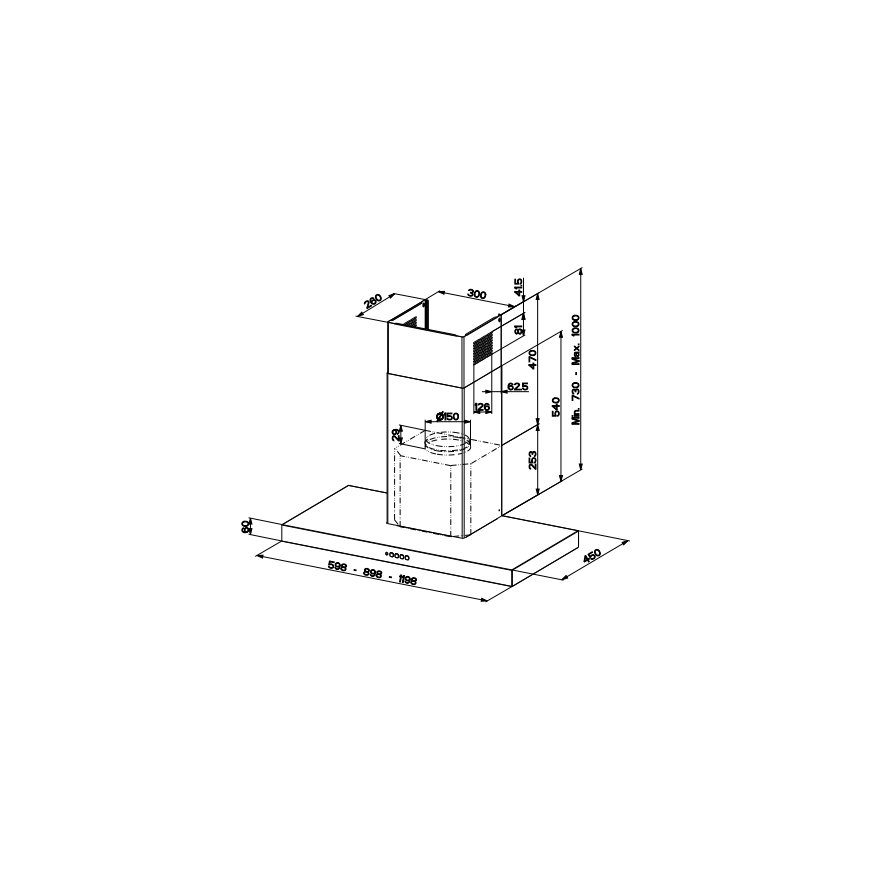 FABER S.p.A. Stilo Comfort WH Matt A60 Seinale kinnitatav Valge 690 m³/h – 2