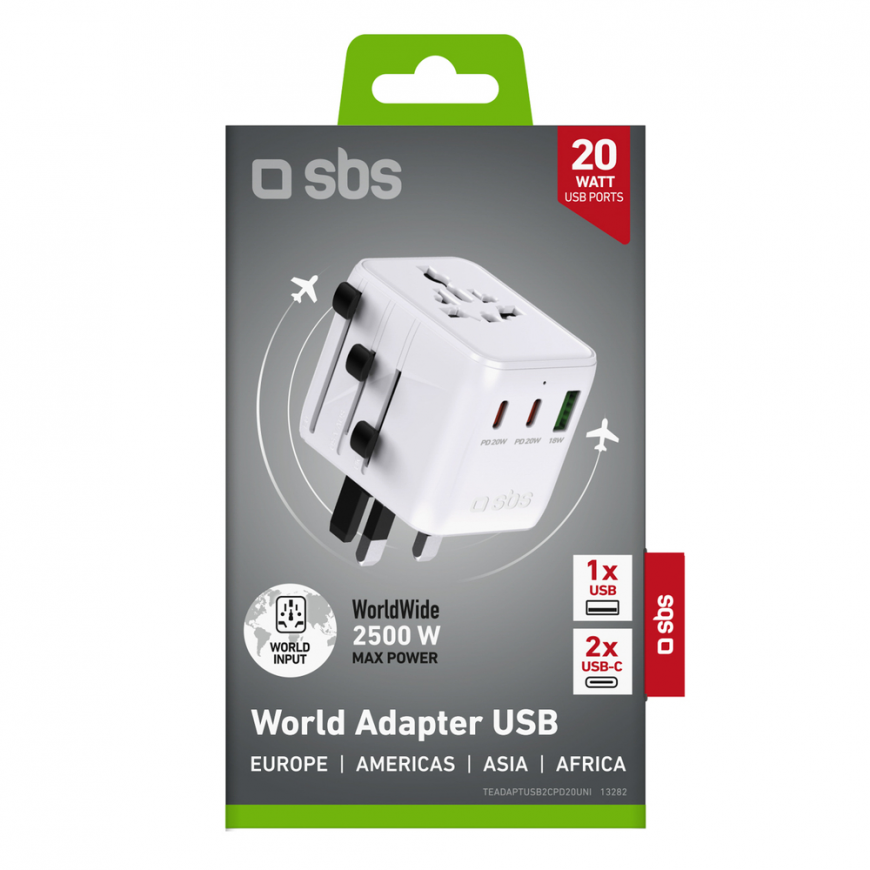 Universal travel adapter with USB-A and 2x USB-C P – 2