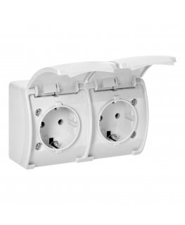 Orno divvietīgais ligzdas 2x2P+Z Schuko AQUATIC, IP44, balta